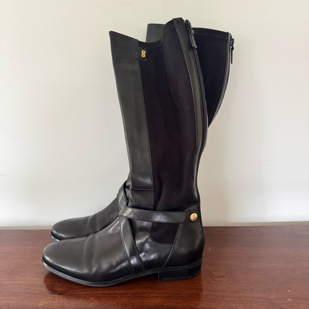 Cole Haan Parsonage Boot Tall Black Leather And Suede Women’s Size 8 Riding